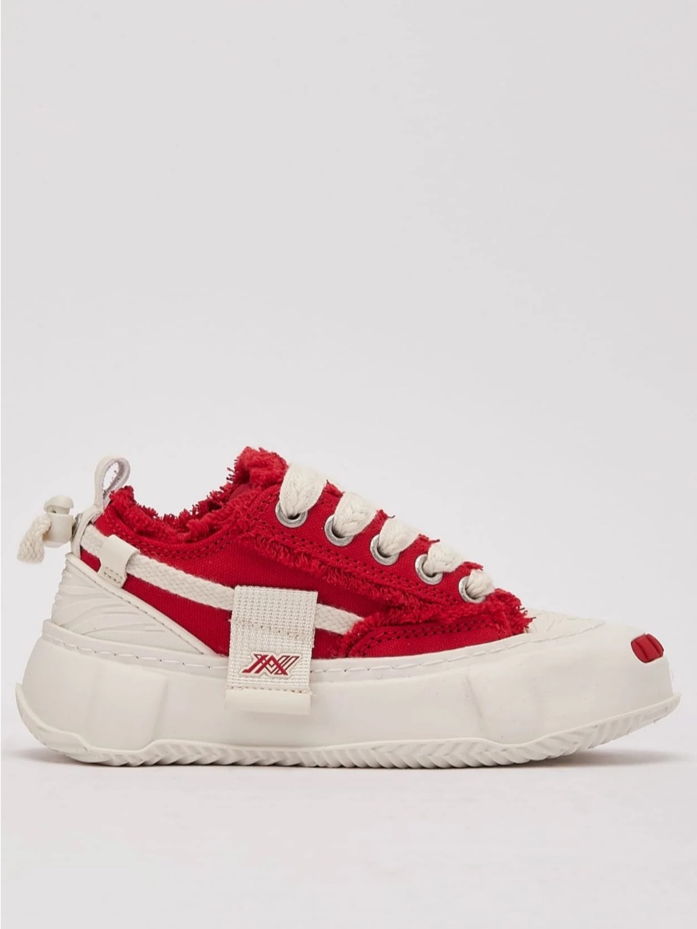 Kids Red and Cream Low-Top Fringe Sneakers
